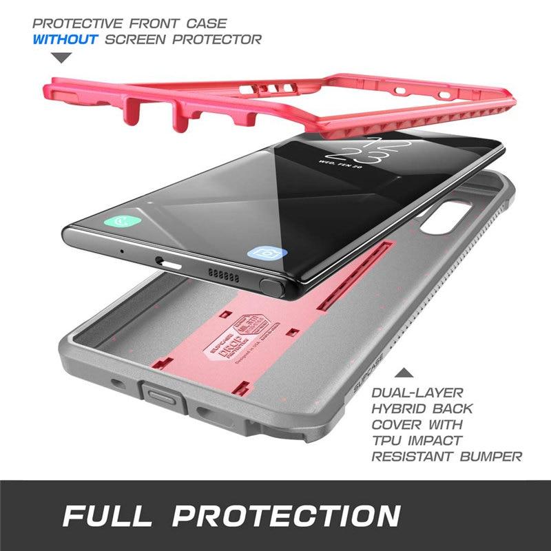 SUPCASE UB Pro Case for Samsung Galaxy Note 10 in black, showcasing rugged design and kickstand feature.